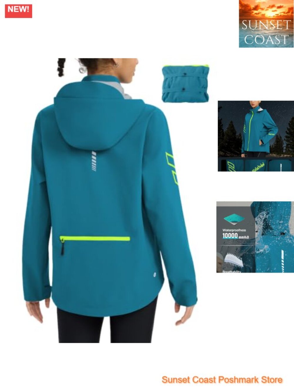 Women's Packable Waterproof Cycling Rain Jacket Hooded Lightweight